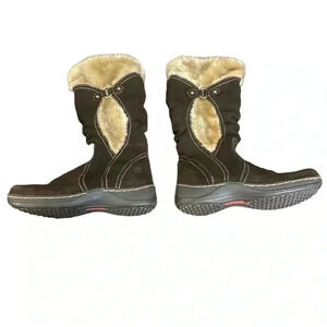 Bare Traps Ellery Brown Leather Suede Faux Fur Boots Size 71/2